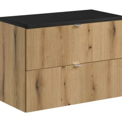 Garnero Arredamenti Mobile bagno sospeso 80cm 2 cassetti rovere nero Rovery Rovere - Nero New