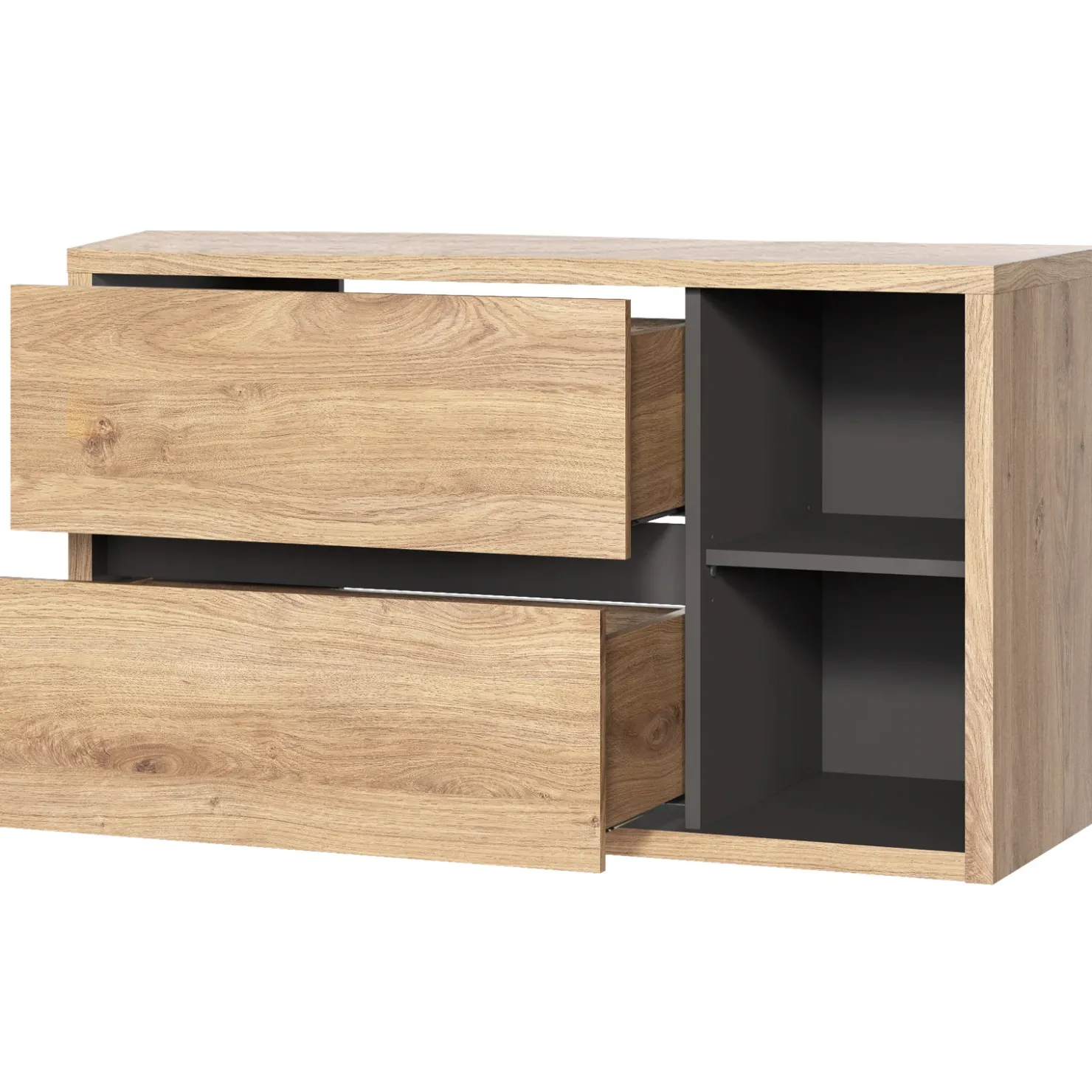 Garnero Arredamenti Mobile bagno sospeso 100cm 2 cassetti rovere antracite Veny Online