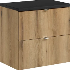 Garnero Arredamenti Mobile bagno sospeso 60cm 2 cassetti rovere nero Rovery Rovere - Nero Best