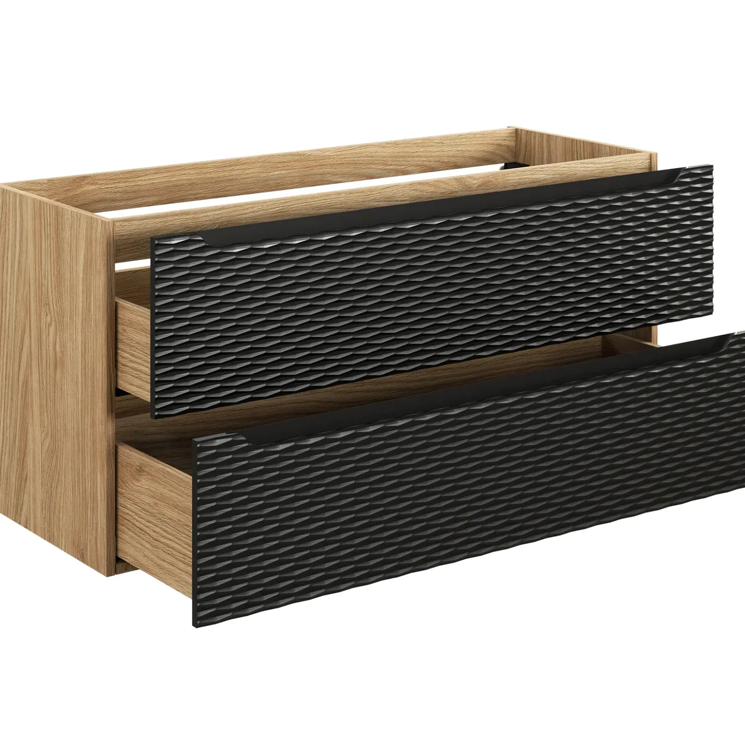 Garnero Arredamenti Mobile bagno sospeso 120cm 2 cassetti nero rovere Swim Nero - Rovere Clearance