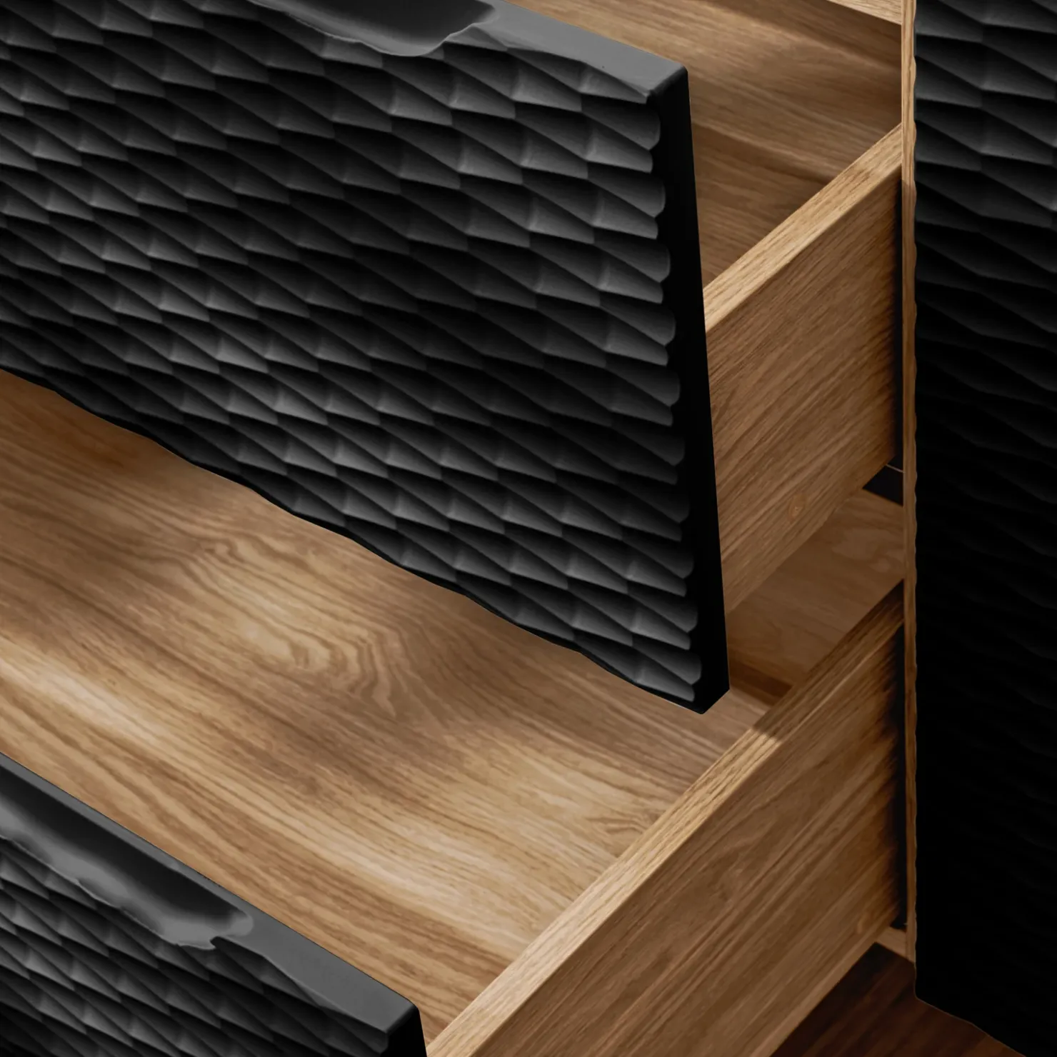 Garnero Arredamenti Mobile bagno sospeso 120cm 2 cassetti nero rovere Swim Nero - Rovere Clearance