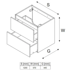 Garnero Arredamenti Mobile bagno sospeso 120cm 2 cassetti nero rovere Swim Nero - Rovere Clearance