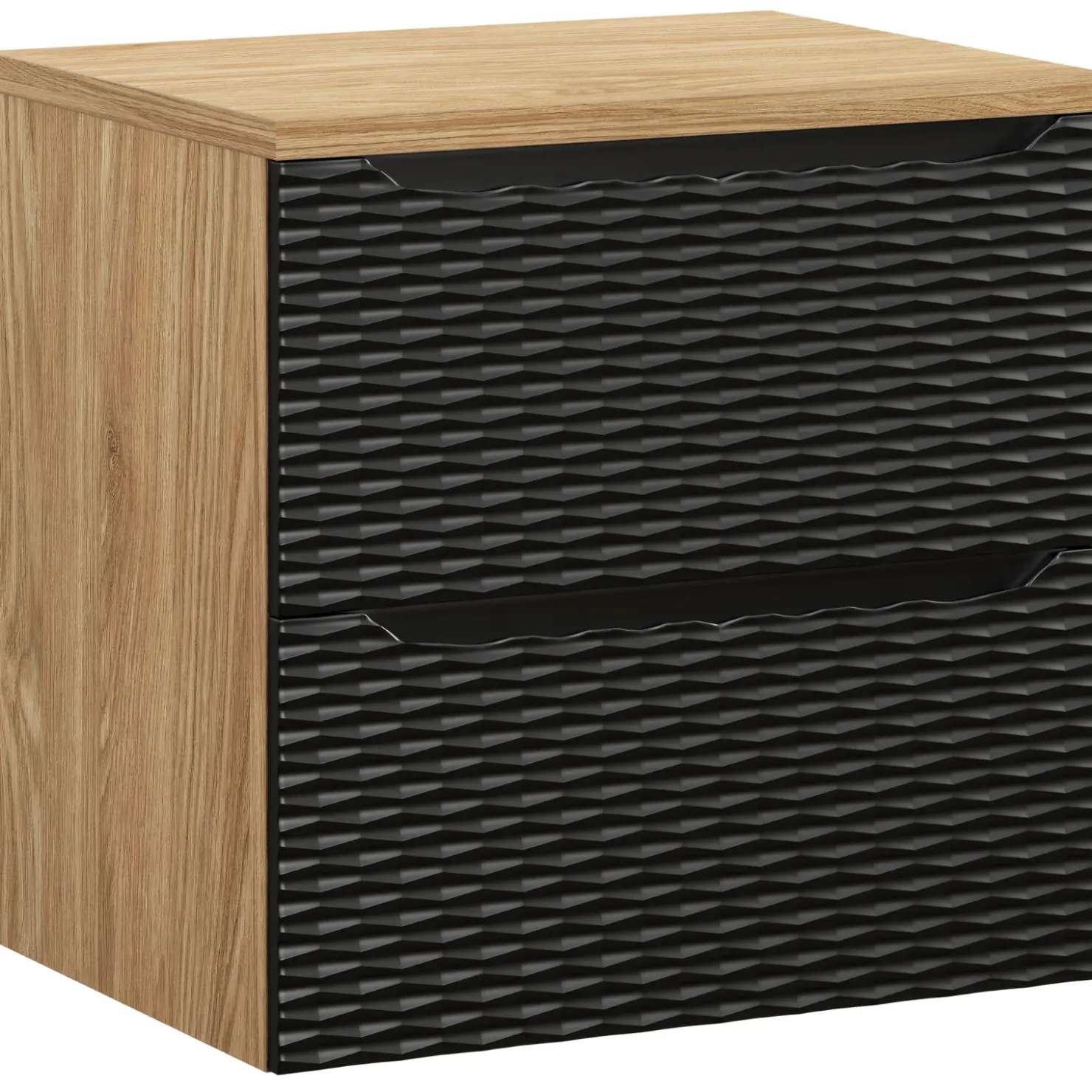 Garnero Arredamenti Mobile bagno sospeso 60cm 2 cassetti nero rovere Swim Nero - Rovere New