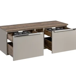 Garnero Arredamenti Mobile bagno sospeso 140cm 2 cassettoni e 2 cassetti attrezzati e 2 vani grigio quercia Serif Grigio - Quercia Online