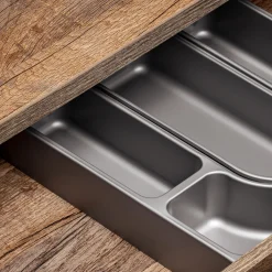 Garnero Arredamenti Mobile bagno sospeso 140cm 2 cassettoni e 2 cassetti attrezzati e 2 vani grigio quercia Serif Grigio - Quercia Online