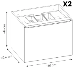 Garnero Arredamenti Mobile bagno sospeso 140cm 2 cassettoni e 2 cassetti attrezzati e 2 vani grigio quercia Serif Grigio - Quercia Online