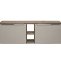 Garnero Arredamenti Mobile bagno sospeso 140cm 2 cassettoni e 2 cassetti attrezzati e 2 vani grigio quercia Serif Grigio - Quercia Online