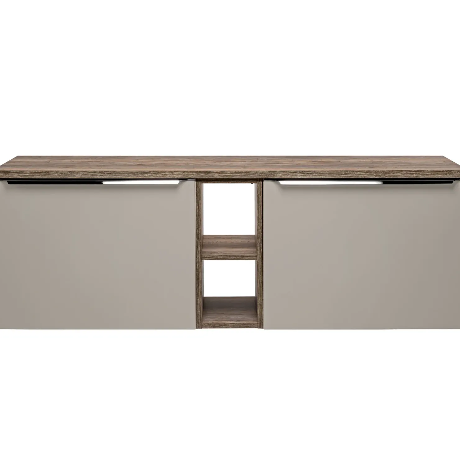Garnero Arredamenti Mobile bagno sospeso 140cm 2 cassettoni e 2 cassetti attrezzati e 2 vani grigio quercia Serif Grigio - Quercia Online