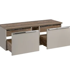 Garnero Arredamenti Mobile bagno sospeso 140cm 2 cassettoni e 2 cassetti attrezzati e 2 vani grigio quercia Serif Grigio - Quercia Online