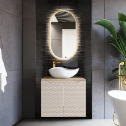 Garnero Arredamenti Mobile bagno sospeso 60cm 2 ante beige rovere Swim Beige - Rovere Best