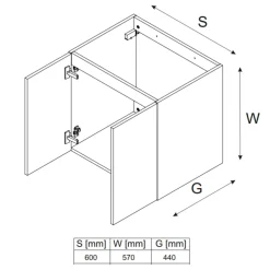 Garnero Arredamenti Mobile bagno sospeso 60cm 2 ante beige rovere Swim Beige - Rovere Best