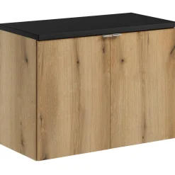 Garnero Arredamenti Mobile bagno sospeso 80cm 2 ante rovere nero Rovery Rovere - Nero New