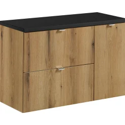 Garnero Arredamenti Mobile bagno sospeso 90cm 2 cassetti 1 anta rovere nero Rovery Rovere - Nero Best