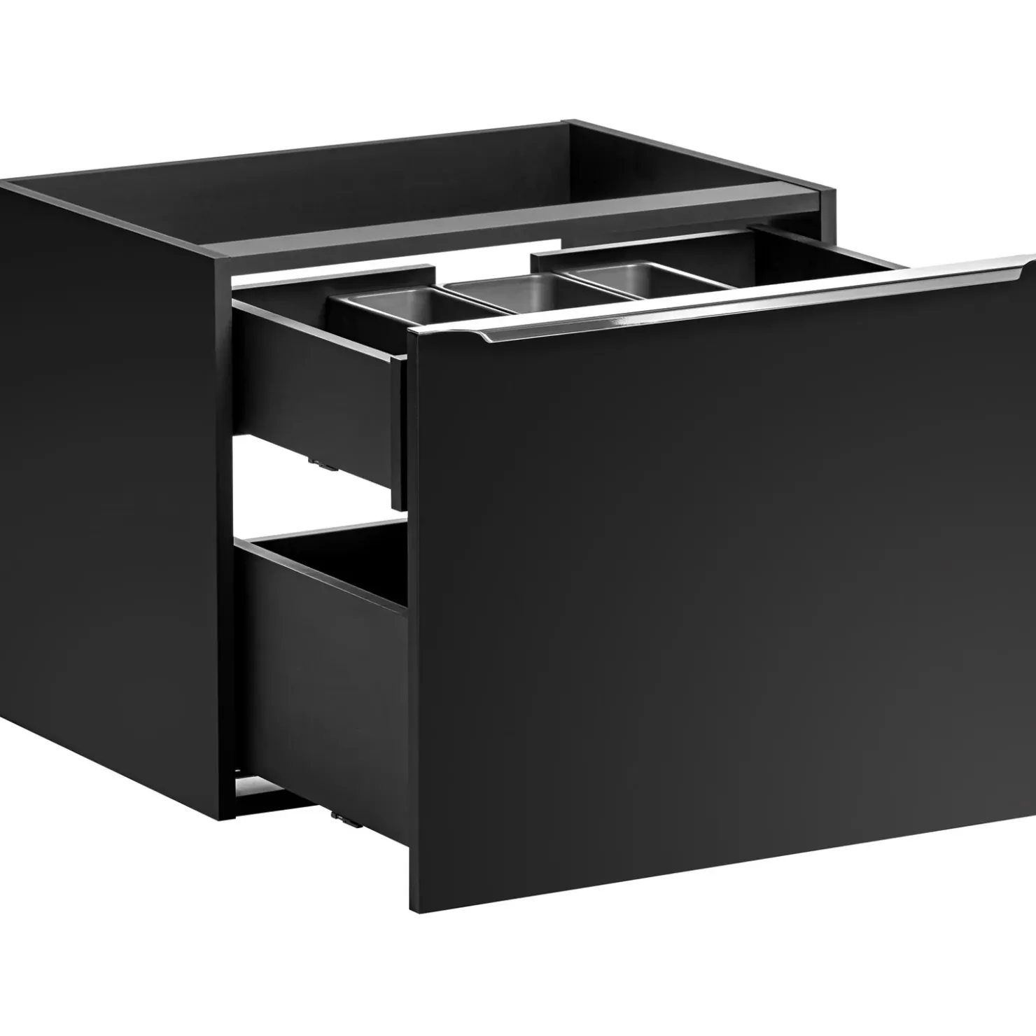Garnero Arredamenti Mobile bagno sospeso 80cm 1 cassettone e 1 cassetto attrezzato e 2 vani nero Serif Outlet