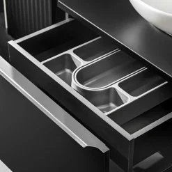 Garnero Arredamenti Mobile bagno sospeso 80cm 1 cassettone e 1 cassetto attrezzato e 2 vani nero Serif Outlet