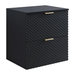 Garnero Arredamenti Mobile bagno sospeso 61cm 2 cassetti nero frontali decorati Konny Nero Lucido - Nero opaco