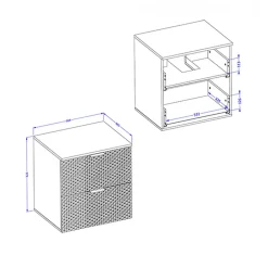 Garnero Arredamenti Mobile bagno sospeso 61cm 2 cassetti nero frontali decorati Konny Nero Lucido - Nero opaco