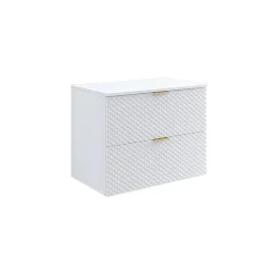 Garnero Arredamenti Mobile bagno sospeso 81cm 2 cassetti bianco frontali decorati Konny Bianco Lucido - Bianco opaco Online