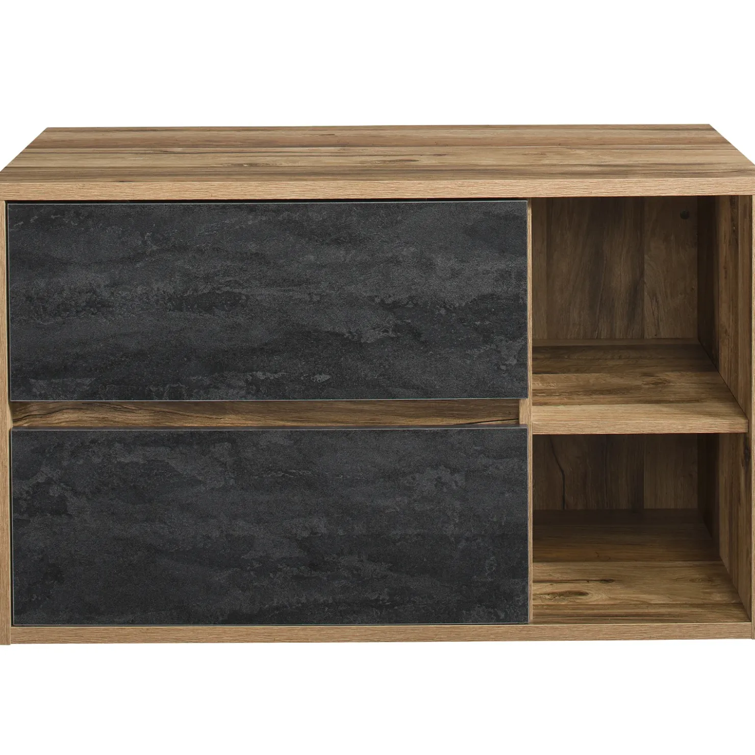 Garnero Arredamenti Mobile bagno sospeso 100cm 2 cassetti rovere antracite Stony