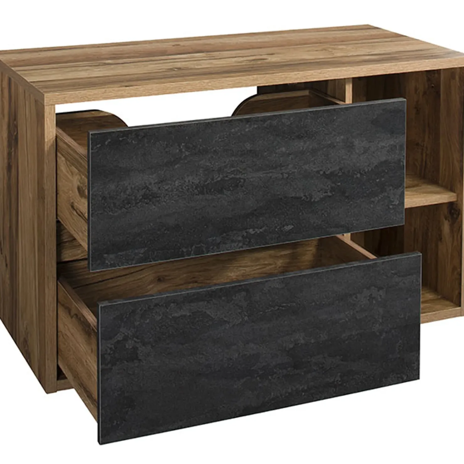 Garnero Arredamenti Mobile bagno sospeso 100cm 2 cassetti rovere antracite Stony