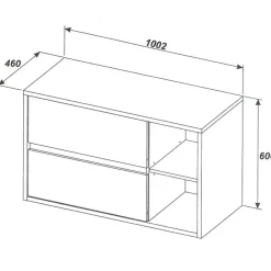 Garnero Arredamenti Mobile bagno sospeso 100cm 2 cassetti rovere antracite Stony