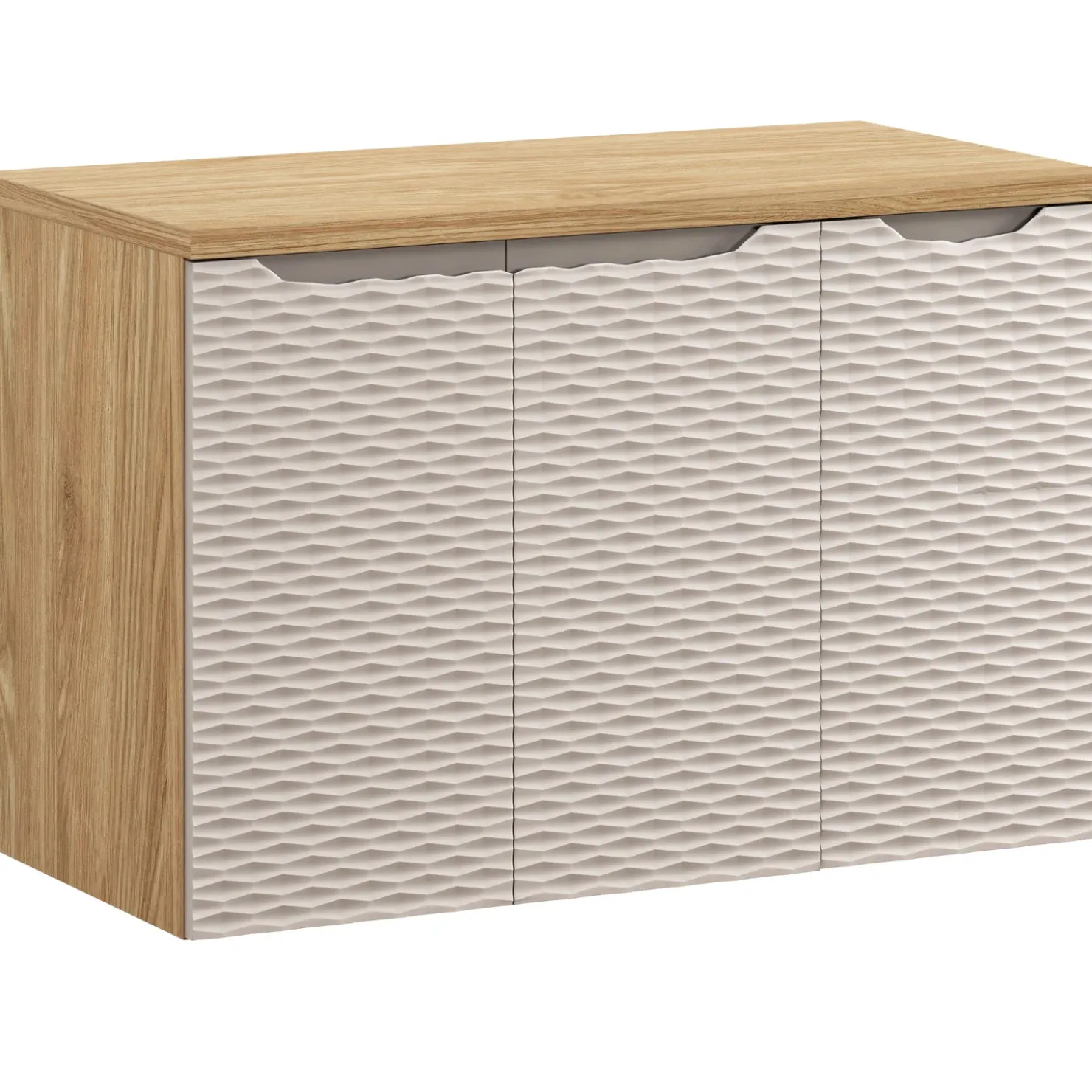 Garnero Arredamenti Mobile bagno sospeso 90cm 3 ante beige rovere Swim Beige - Rovere Online