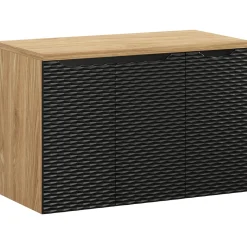 Garnero Arredamenti Mobile bagno sospeso 90cm 3 ante nero rovere Swim Nero - Rovere Best