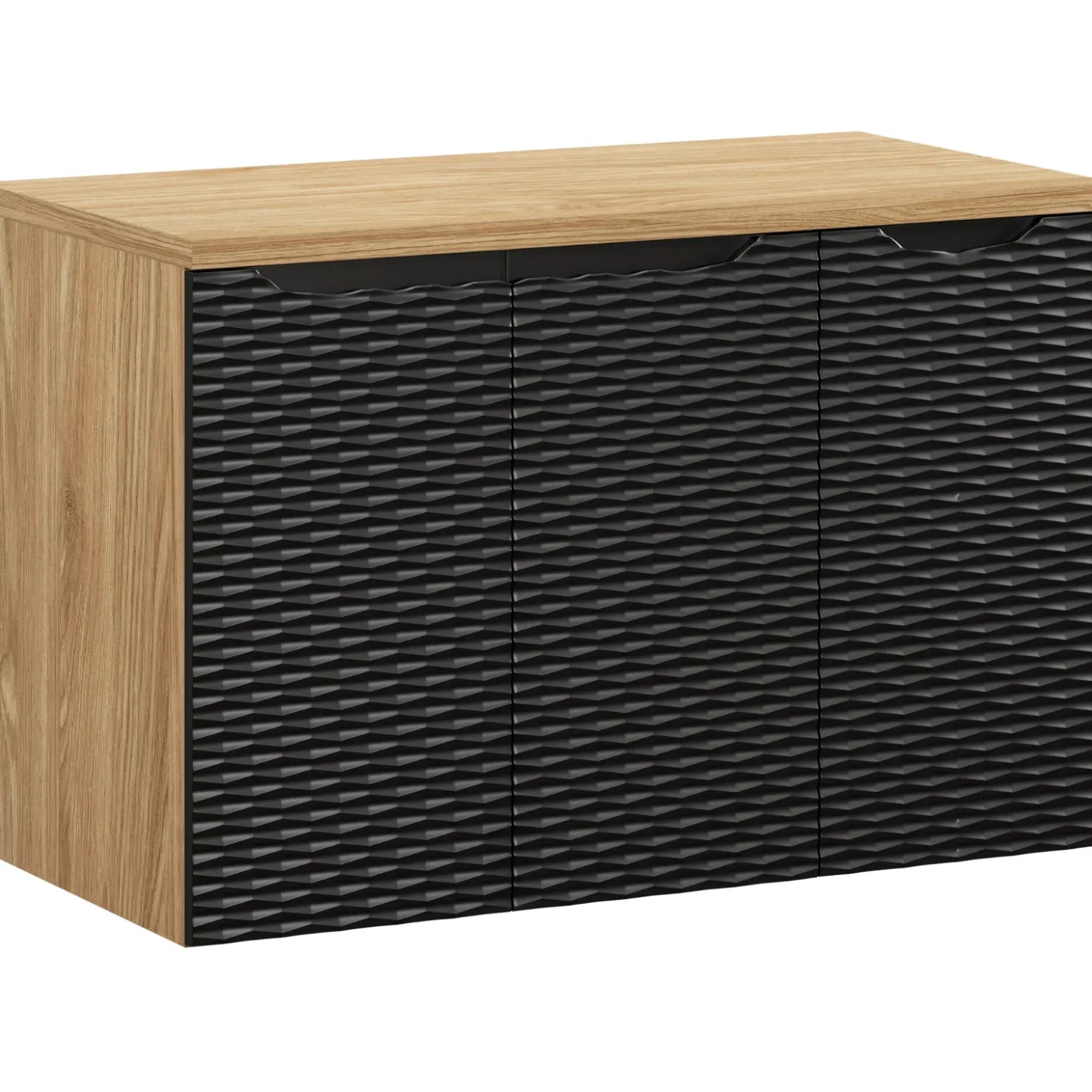 Garnero Arredamenti Mobile bagno sospeso 90cm 3 ante nero rovere Swim Nero - Rovere Best