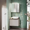 Garnero Arredamenti Mobile bagno sospeso 60cm 1 cassettone e 1 cassetto attrezzato grigio quercia Serif Outlet