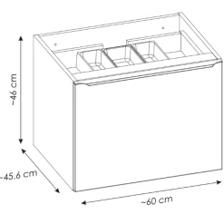 Garnero Arredamenti Mobile bagno sospeso 60cm 1 cassettone e 1 cassetto attrezzato grigio quercia Serif Outlet