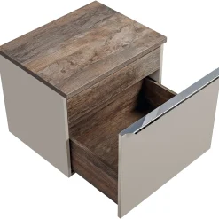 Garnero Arredamenti Mobile bagno sospeso 60cm 1 cassettone e 1 cassetto attrezzato grigio quercia Serif Outlet