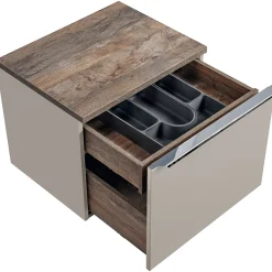 Garnero Arredamenti Mobile bagno sospeso 60cm 1 cassettone e 1 cassetto attrezzato grigio quercia Serif Outlet