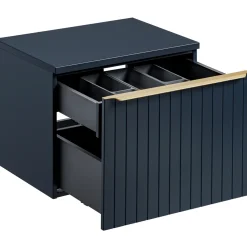 Garnero Arredamenti Mobile bagno sospeso 60cm 1 cassettone e 1 cassetto attrezzato cannettato blu Deep Outlet