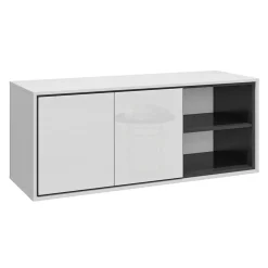 Garnero Arredamenti Mobile bagno sospeso 120cm 2 ante e 2 vani a giorno nero Linda Bianco Lucido New