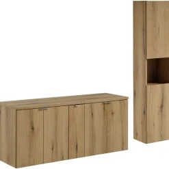 Garnero Arredamenti Mobile bagno sospeso 140cm 4 ante con colonna rovere Rovery Online