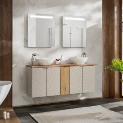 Garnero Arredamenti Mobile bagno sospeso 140cm 5 ante beige cashmere Neutry Online