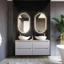 Garnero Arredamenti Mobile bagno sospeso 120cm 4 cassetti beige rovere Swim Best