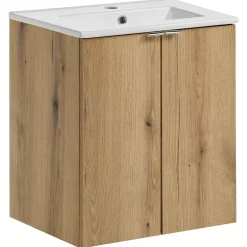 Garnero Arredamenti Mobile bagno sospeso 50cm 2 ante con lavabo rovere Rovery Clearance