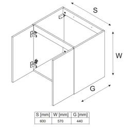 Garnero Arredamenti Mobile bagno sospeso 60cm 2 ante nero rovere Swim Nero - Rovere Online
