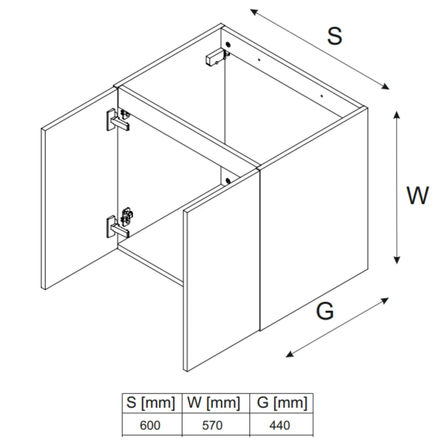 Garnero Arredamenti Mobile bagno sospeso 60cm 2 ante nero rovere Swim Nero - Rovere Online