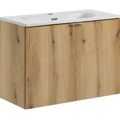 Garnero Arredamenti Mobile bagno sospeso 80cm 2 ante con lavabo rovere Rovery Outlet