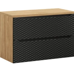 Garnero Arredamenti Mobile bagno sospeso 90cm 2 cassetti nero rovere Swim Nero - Rovere Hot