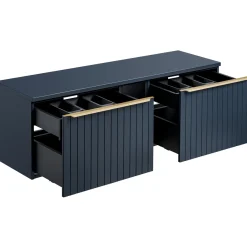 Garnero Arredamenti Mobile bagno sospeso 180cm 2 cassettoni e 2 cassetti attrezzati cannettato blu Deep Discount