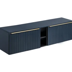 Garnero Arredamenti Mobile bagno sospeso 180cm 2 cassettoni e 2 cassetti attrezzati cannettato blu Deep Discount