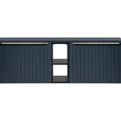 Garnero Arredamenti Mobile bagno sospeso 180cm 2 cassettoni e 2 cassetti attrezzati cannettato blu Deep Discount