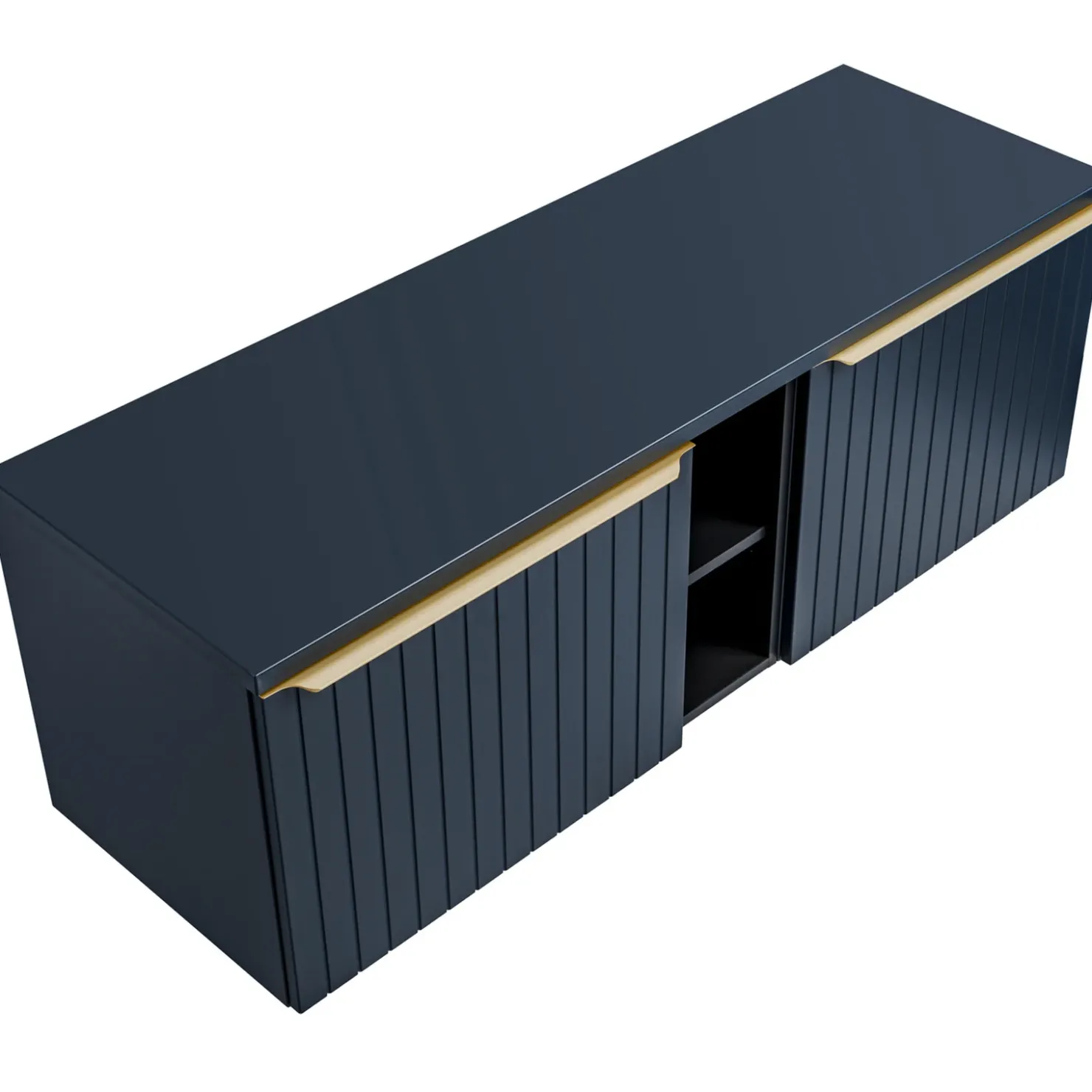 Garnero Arredamenti Mobile bagno sospeso 180cm 2 cassettoni e 2 cassetti attrezzati cannettato blu Deep Discount