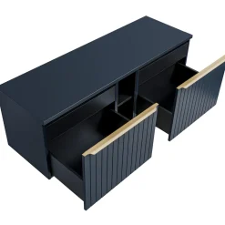 Garnero Arredamenti Mobile bagno sospeso 180cm 2 cassettoni e 2 cassetti attrezzati cannettato blu Deep Discount