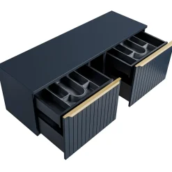 Garnero Arredamenti Mobile bagno sospeso 180cm 2 cassettoni e 2 cassetti attrezzati cannettato blu Deep Discount