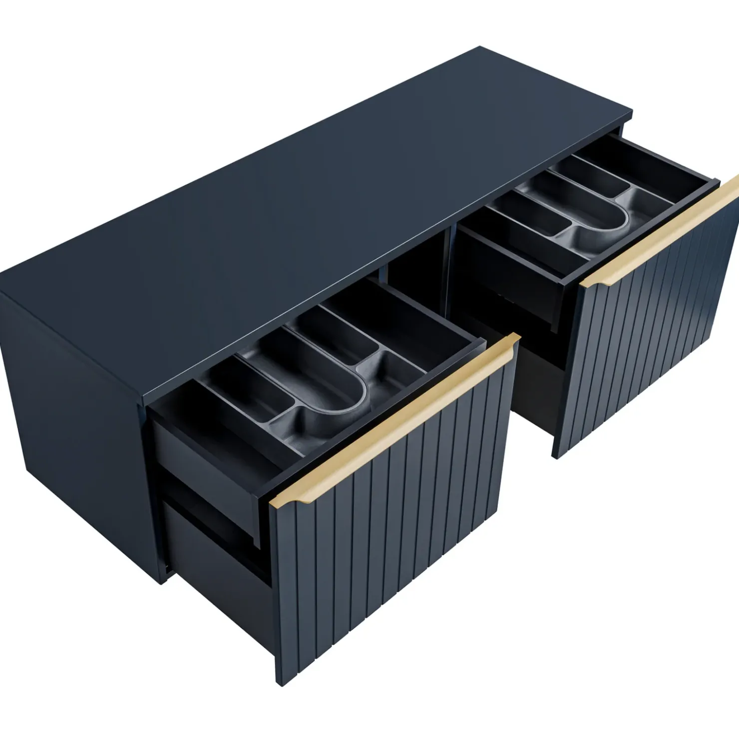 Garnero Arredamenti Mobile bagno sospeso 180cm 2 cassettoni e 2 cassetti attrezzati cannettato blu Deep Discount