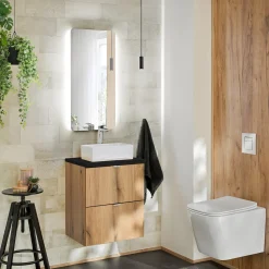 Garnero Arredamenti Mobile bagno sospeso 50cm 2 cassetti rovere nero Rovery Rovere - Nero Online